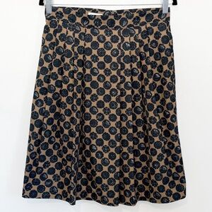 DRIES VAN NOTEN Pleated A-Line Midi Skirt Black Brown US Size 4